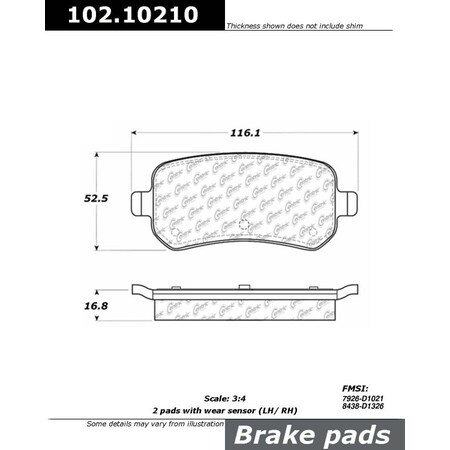 Centric Parts CTEK Metallic Pad, 102.10210 102.10210